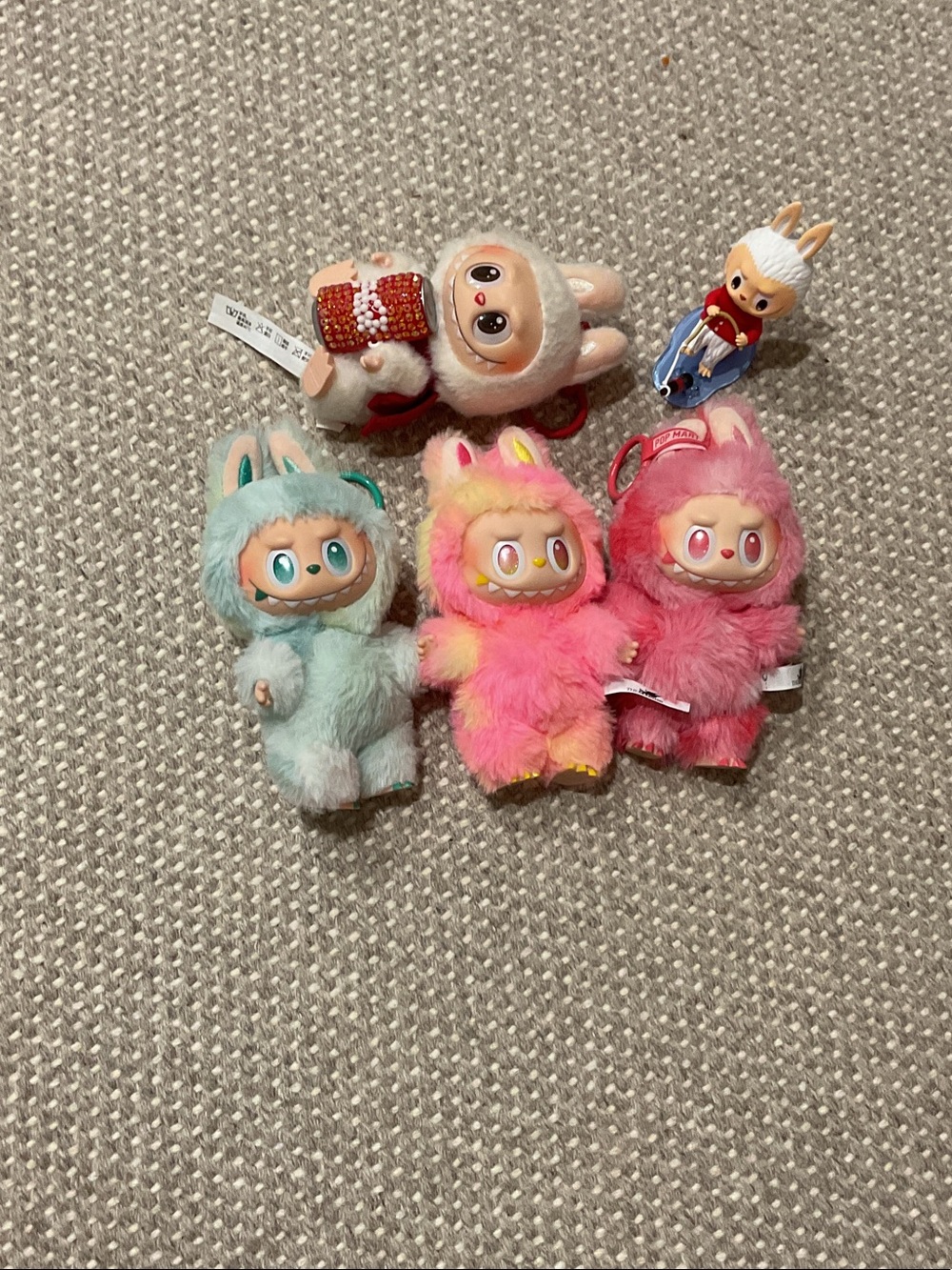 Plush Bunny Pet Toy Keychain - Mint, Pink, Yellow - Cute Fluffy Companion